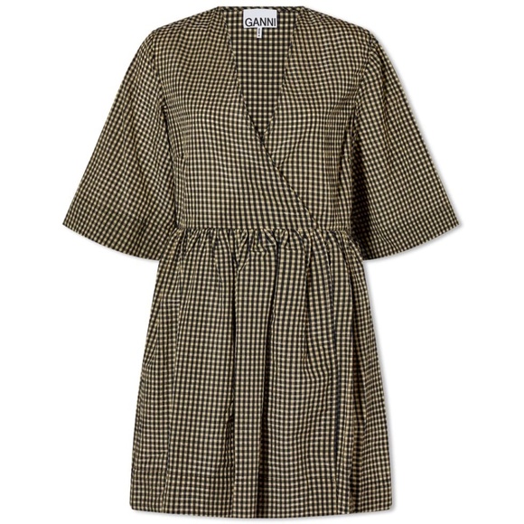 GANNI Seersucker Check Wrap Mini in Gingham Starfish PLUS SIZE - Picture 7 of 7